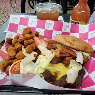 Fab Burger and Fried Okra
