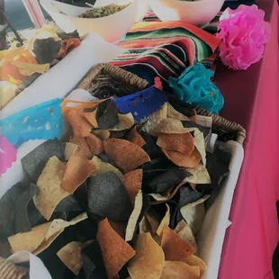 Chips and dip station so everyone could snack immediately.  There were also passed appetizers including mini taquitos in cheese sauce - YUM!