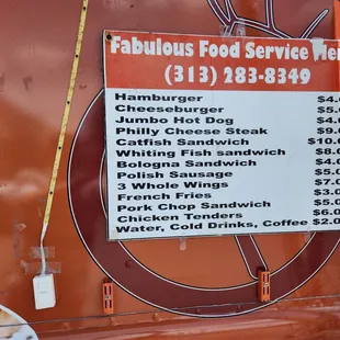 Menu, phone number