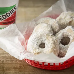 D*Reds Fried Doughnuts with Powdered Sugar Topping