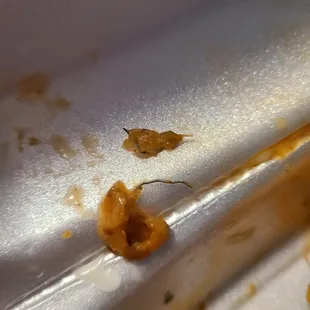  a close - up of a burnt piece of food