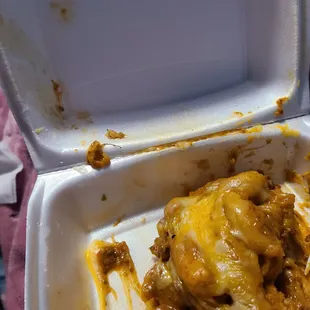  the inside of a takeout container