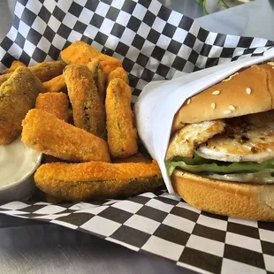 Chicken breast sandwich and homemade zucchini