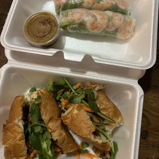 Spring rolls and banh mi sandwich!