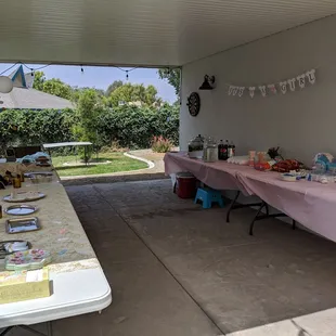 8ft rectangular tables sure did hold a lot of items.