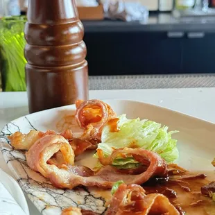 Bacon from the shrimp app. Soggy and undercooked