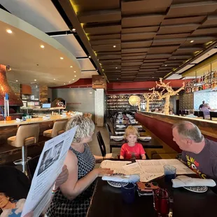 a family eating at a restaurant
