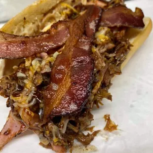 a meat and cheese sandwich