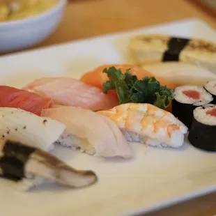 a variety of sushi on a plate