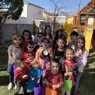 Here's some of the kids and they amazing face paint. They had full face or half face options.