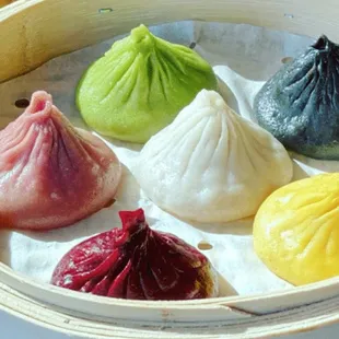 The OG Six- colorful soup dumpling each has different flavor handmade will all natural and fresh ingredients.