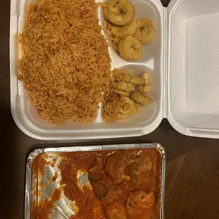 Jollof rice, Chicken, plantains