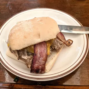 Pulled Pork  with Bacon.  Awesome !