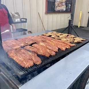 Fresh ribs and chicken.