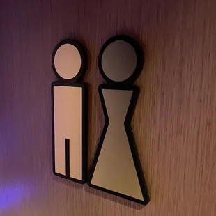 a man and woman restroom sign