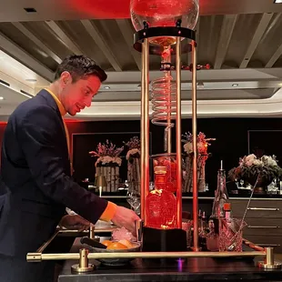 a man in a restaurant setting