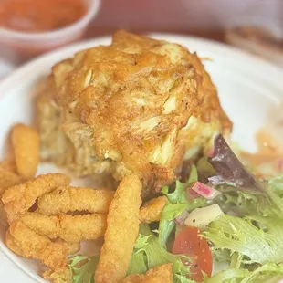 Crab Cake and Fried Clam Strips