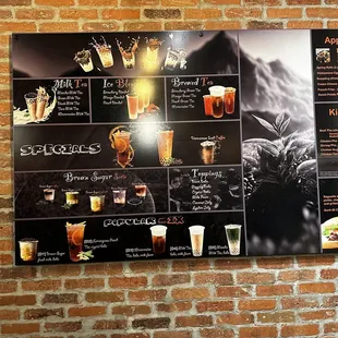 Drink and appetizer menu