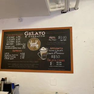 Scoop and coffee menu