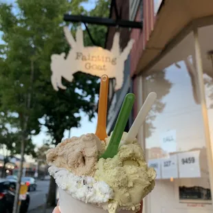 Medium Size (3 scoops) - Stracciatella(white), Piamante Hazelnut(brown), Sicilian Pistachio(green)