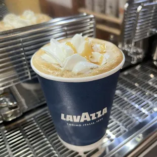 Caramel Vanilla Latte at Fair Brew &amp; Trade, made with LAVAZZA espresso