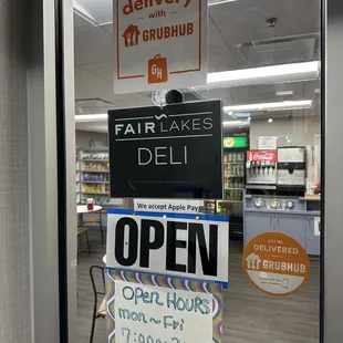 a sign in a store window