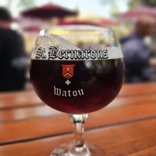 A happy Sunday is on the patio under the misters with our dogs and sipping delicious beers like this one.