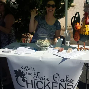 Fair Oaks Chicken Festival - Michelle taking donations