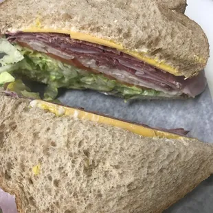 FAIR OAKS SUB ON WHEAT BREAD AND CHEDDAR CHEESE. SCRUMPTIOUS!!!