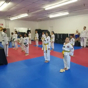 Kids testing! Adults are up next! Testing in public allows us to see our students use Taekwondo under more pressure.