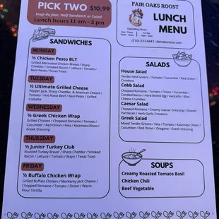 Daily lunch specials