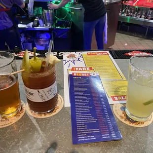 Bloody Mary and Top Shelf Margarita.