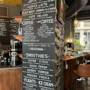 Drink menu
