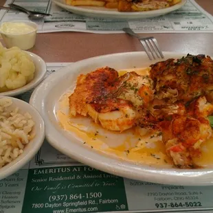 Broiled Seafood trio..yum!