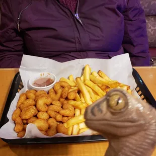 Bob the Raptor says "Shrimp!!! RRRROOOAAAARRRR!!!"
