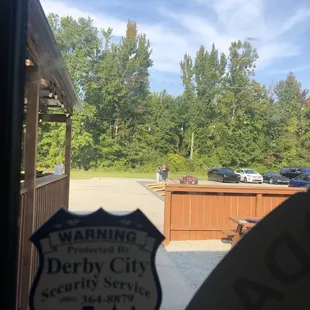 Rear patio with corn hole tourney