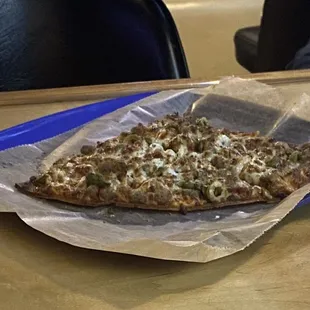 Individual pizza order, approximately a quarter pizza, 4 squares.  Delish!