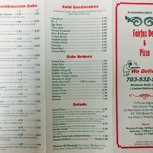 Menu side 1