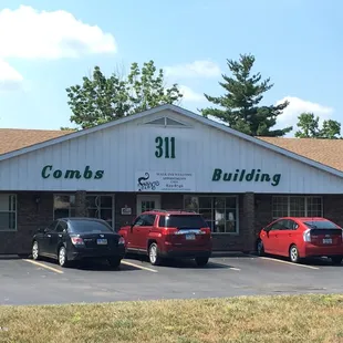 Coffee shop is on the end of this building.