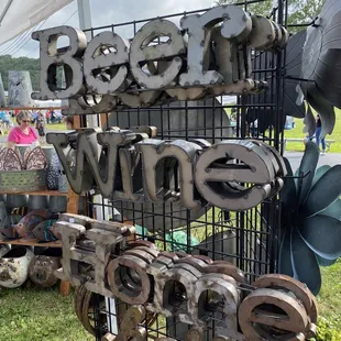 a display of metal letters