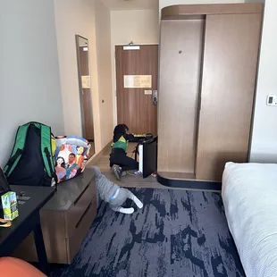 Room with full bath, 2 beds, closet space, mini refrigerator, mini microwave, coffee maker.... And more