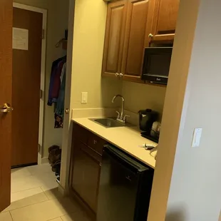 Kitchen, sink, microwave, refrigerator