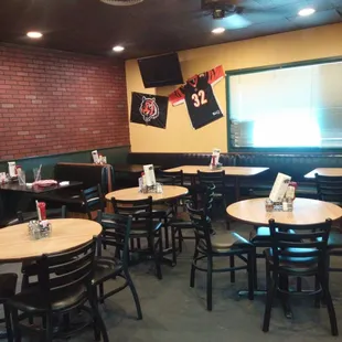 tables and chairs in a restaurant