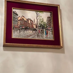 a painting of a street scene