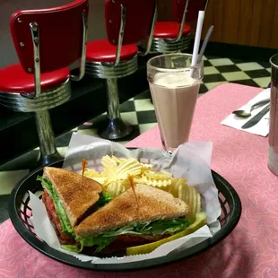 Bulging BLT on wheat toast with a classic b&amp;w shake. 2/3/16