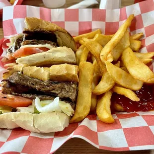 Cheesesteak Lunch Special; includes fries and a drink! Good price. Great taste!