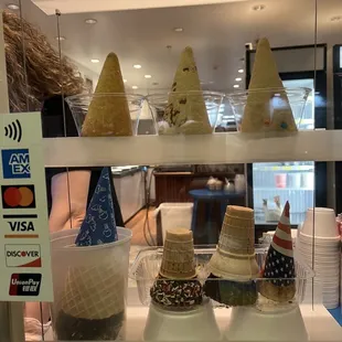 Variety of ice cream cones