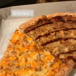 Buffalo Chicken Pizza and BBQ Chicken Pizza