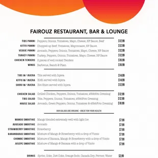 sushi and sashimi, menu