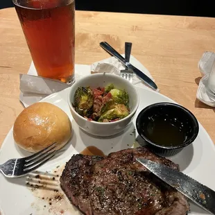 Classic Ribeye and the honey bacon Brussel Sprouts.